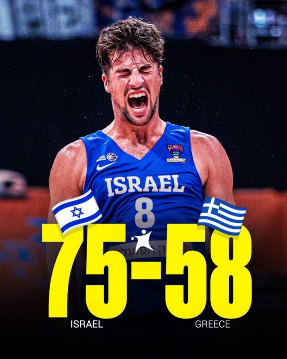 欧锦赛热身赛：阿夫迪亚16+6+3 以色列统治篮板轻取无字希腊
